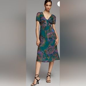 NWT Farm Rio X Anthropologie Puff Sleeve Corset Dress